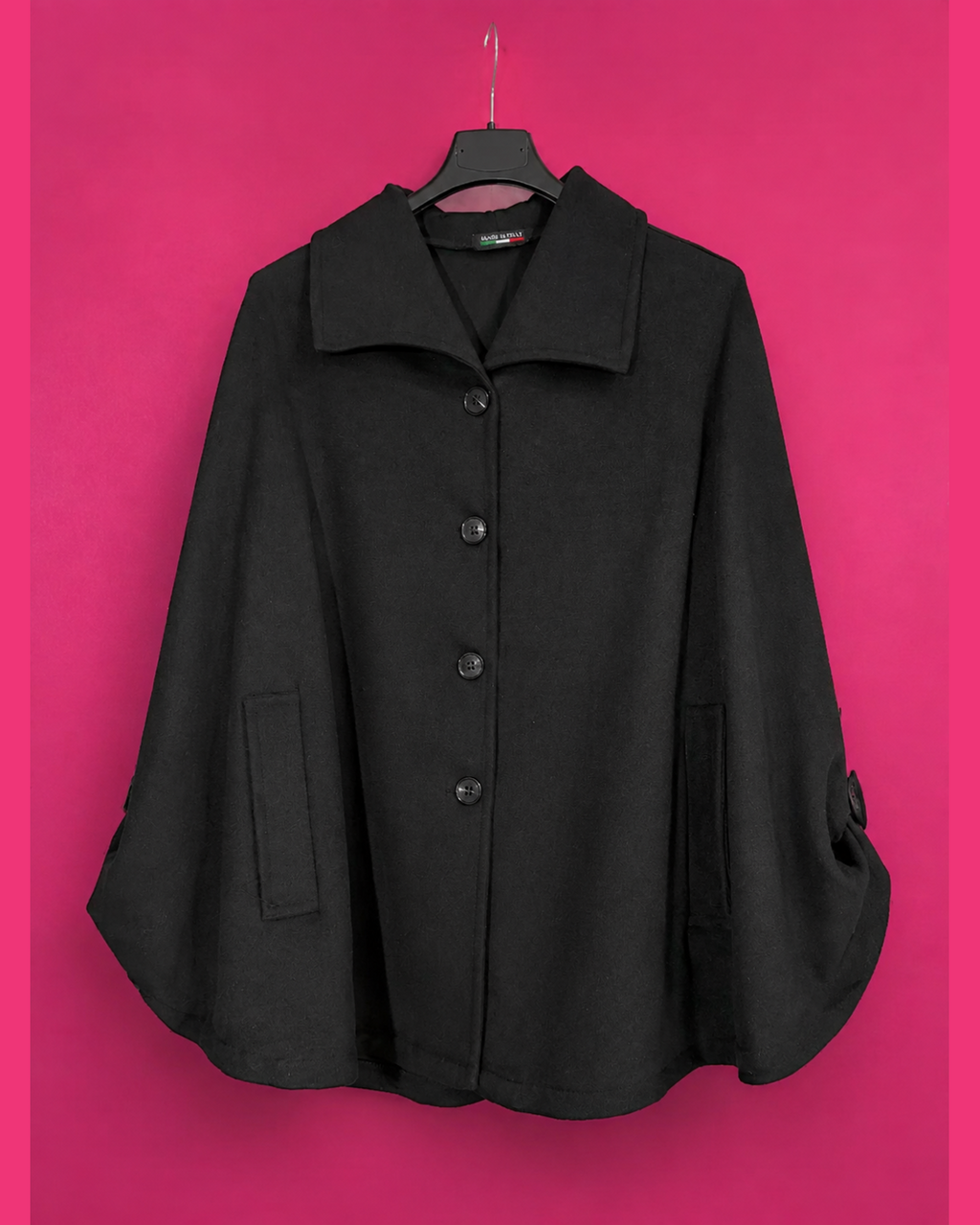 Cape ample texturée noire grande taille