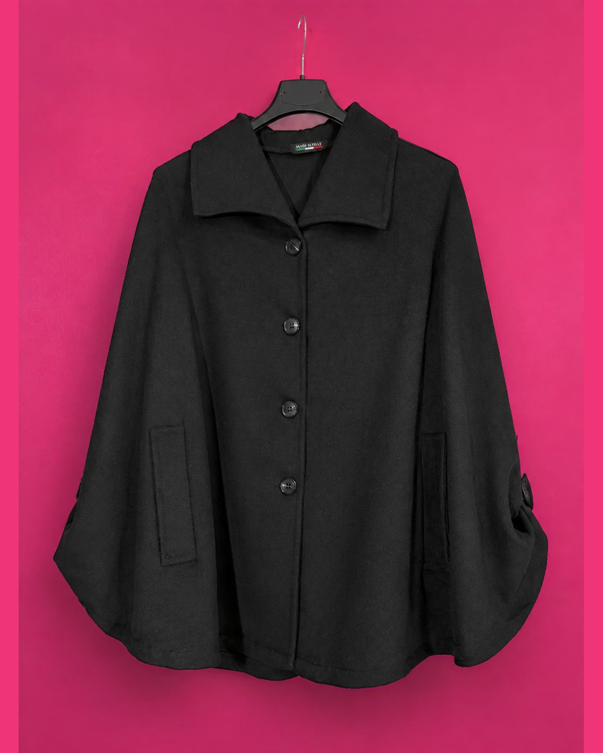 Cape ample texturée noire grande taille