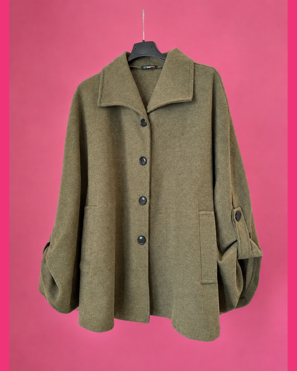 Cape ample texturée olive grande taille