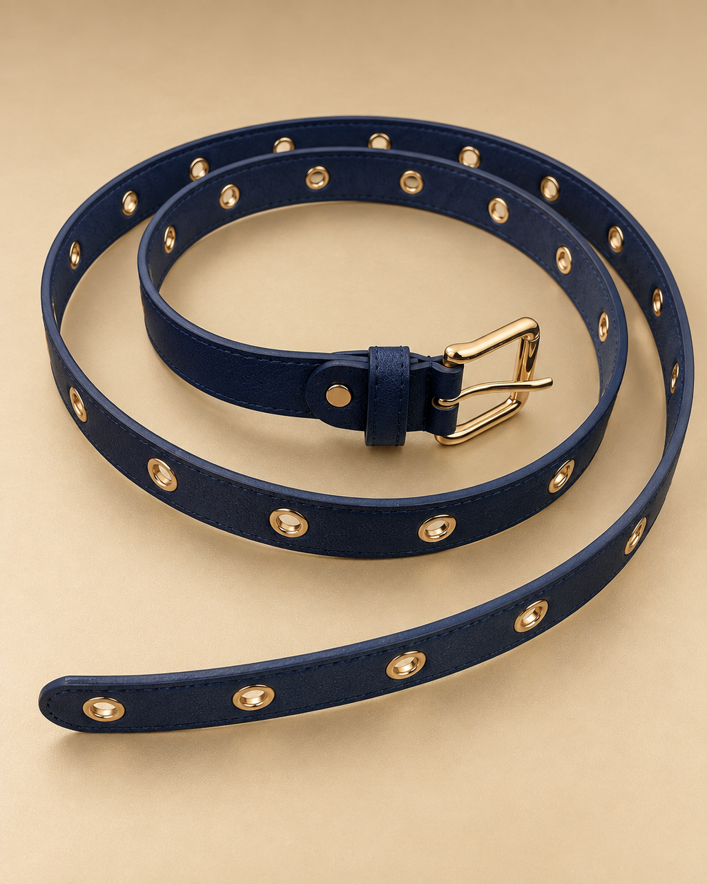 Ceinture à œillets dorés 135 cm — Bleu marine