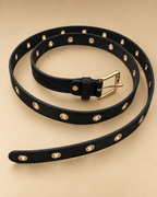 Ceinture à œillets dorés 135 cm — Noir