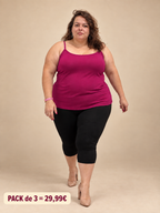 Débardeur fines bretelles Fuchsia grande taille porté, pack de 3