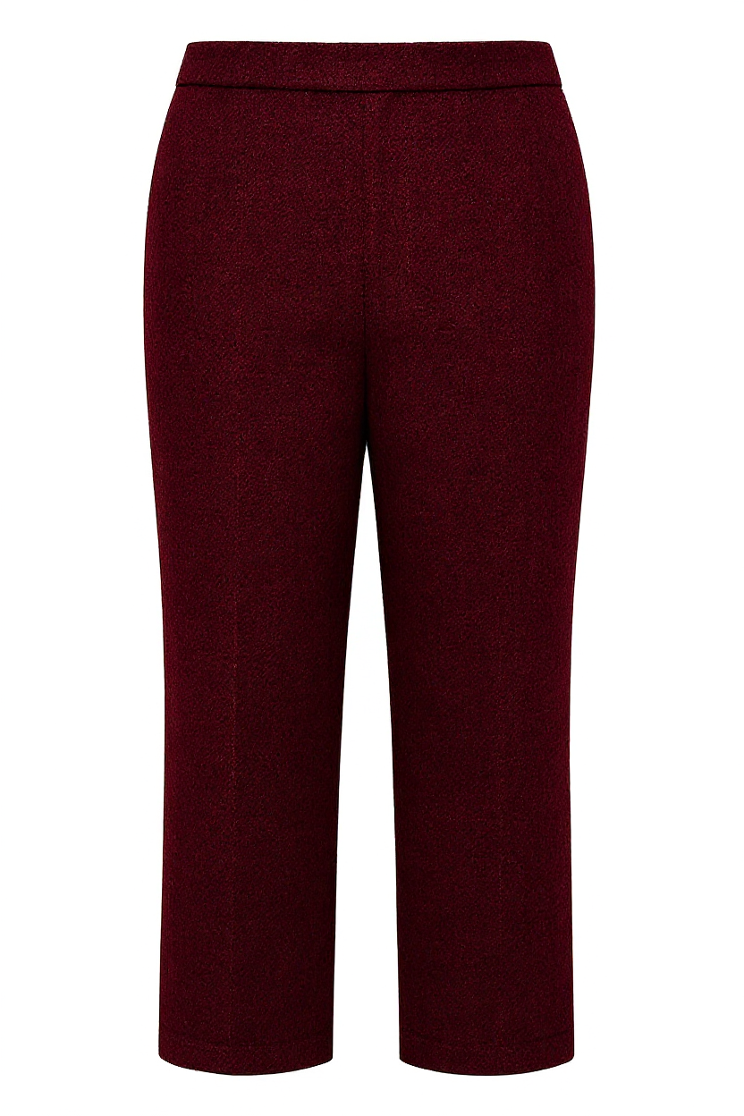 PANTALON EFFET TWEED BORDEAUX