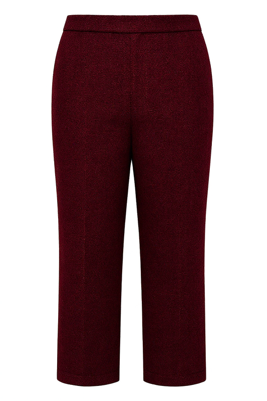 PANTALON EFFET TWEED BORDEAUX