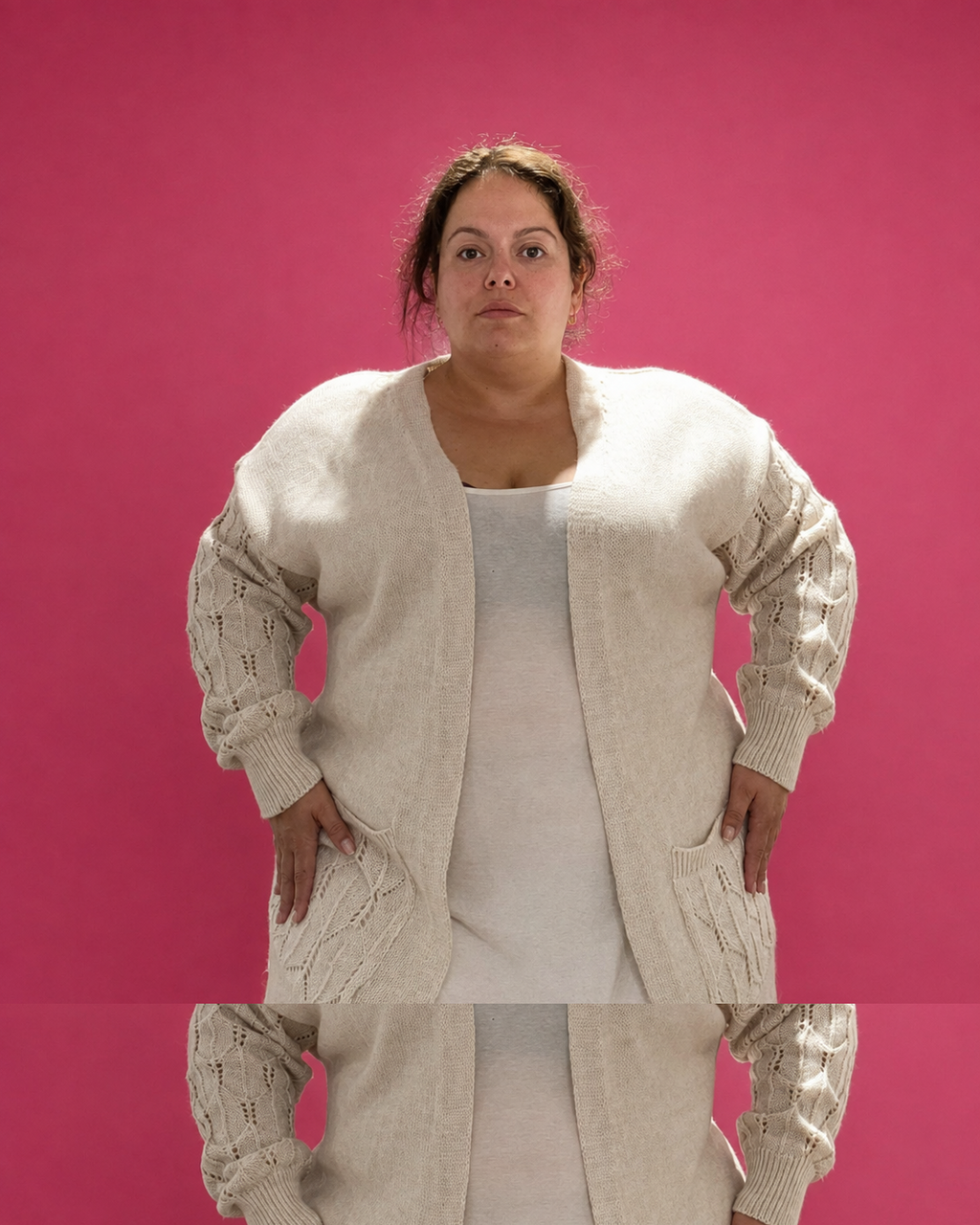 Gilet long en maille ajourée grande taille L'Indisciplinée