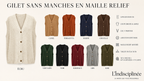 Gilet sans manches en maille relief – 80 cm MM