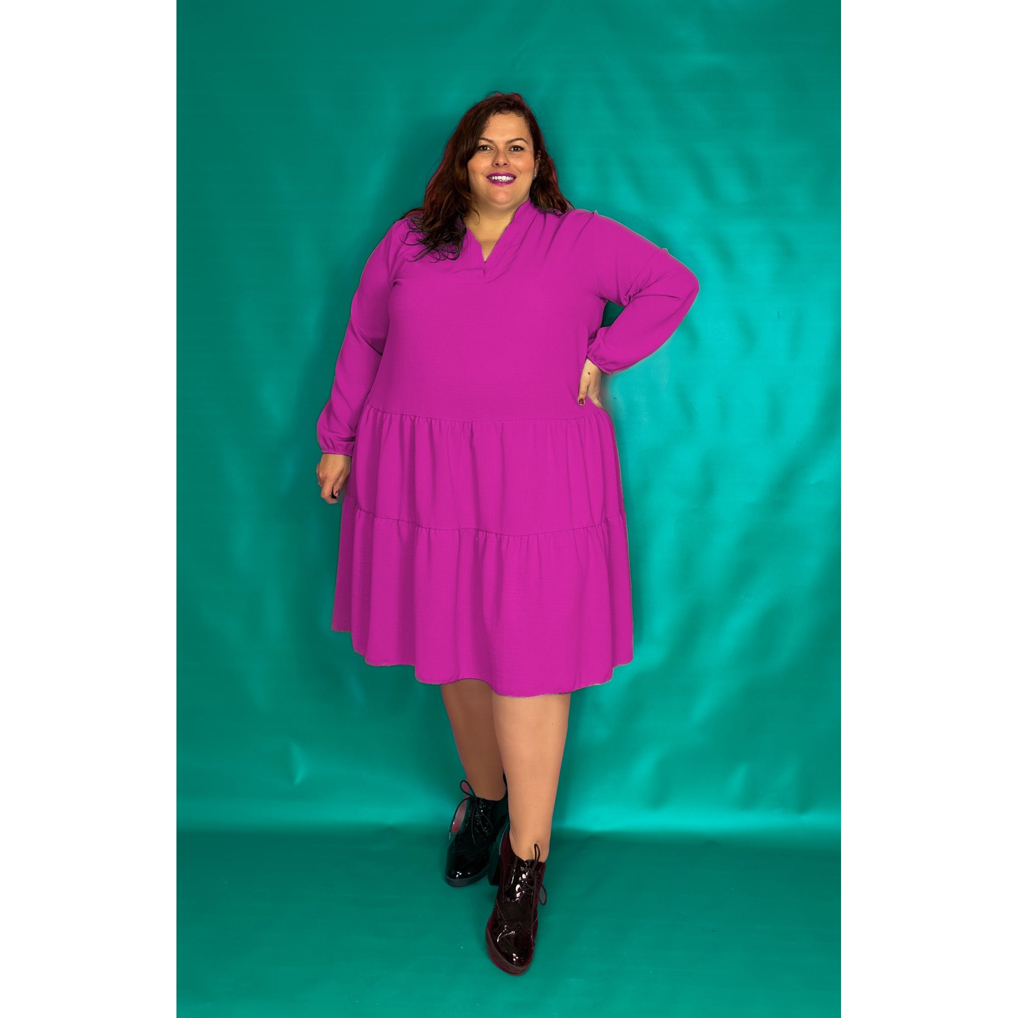 ROBE COL CHEMISIER À VOLANTS - VIOLINE