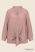 Chemise à boutons dorés et boucle bijou grande taille – longueur 70 cm
