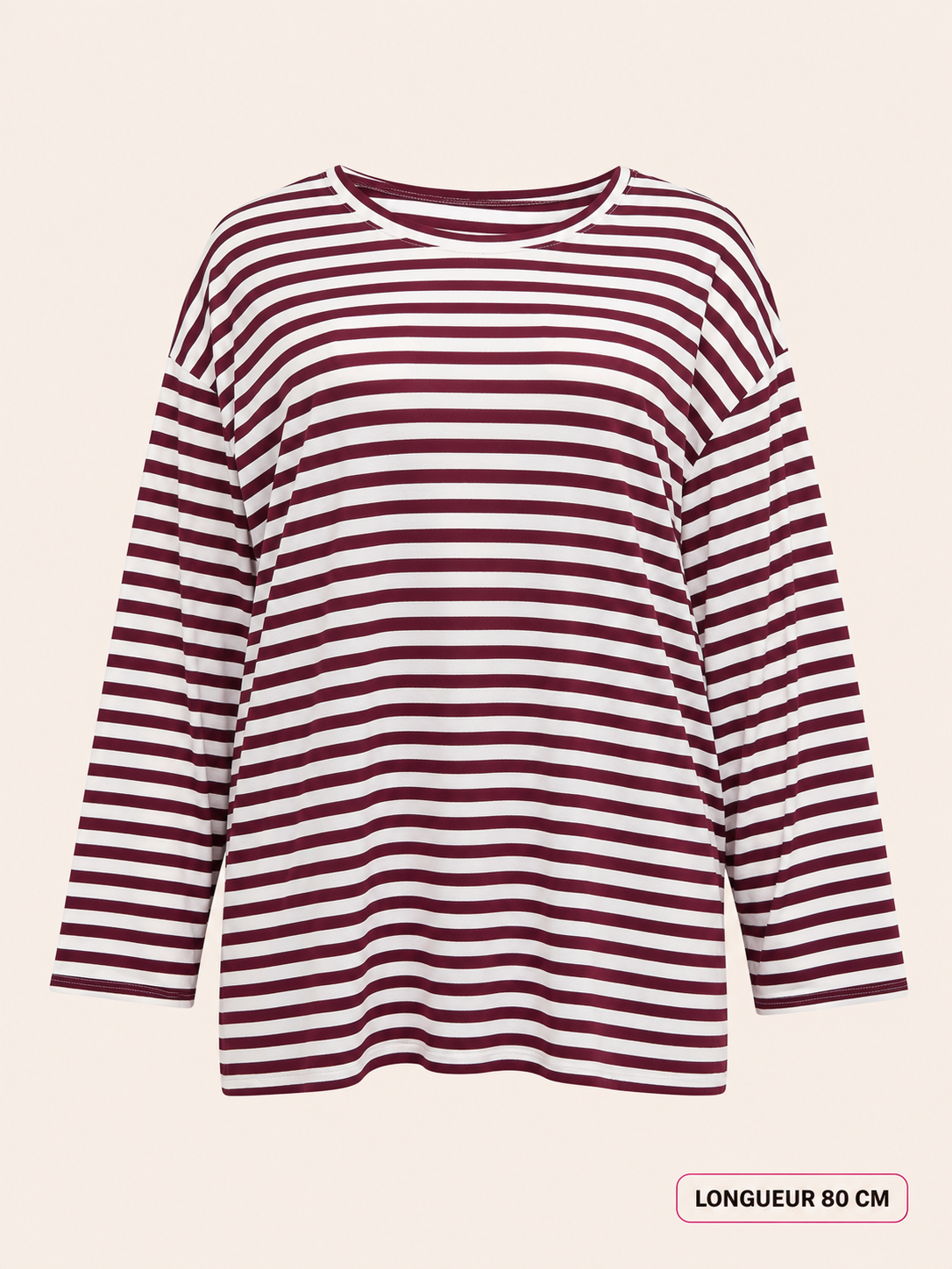 Marinière bordeaux grande taille – longueur 80 cm