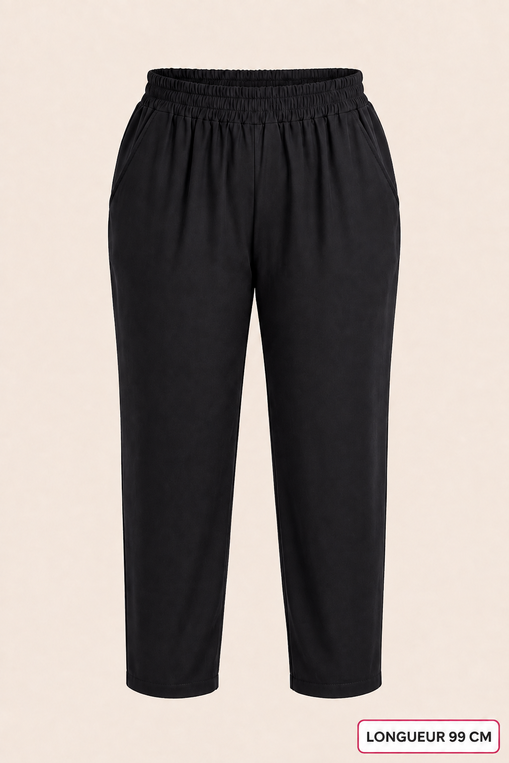 Pantalon à enfiler noir grande taille – longueur 99 cm