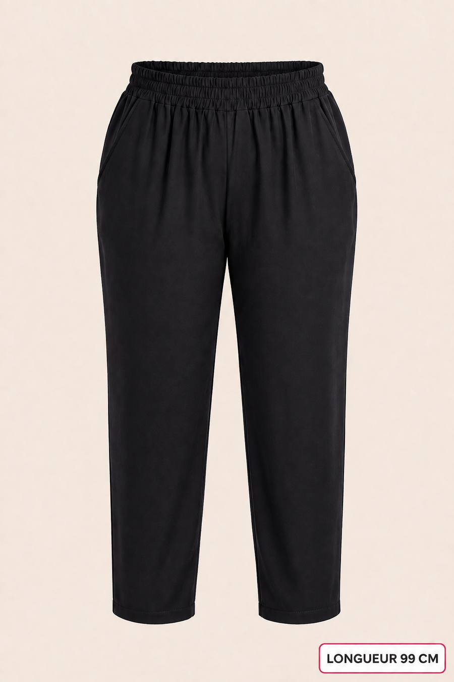 Pantalon à enfiler noir grande taille – longueur 99 cm