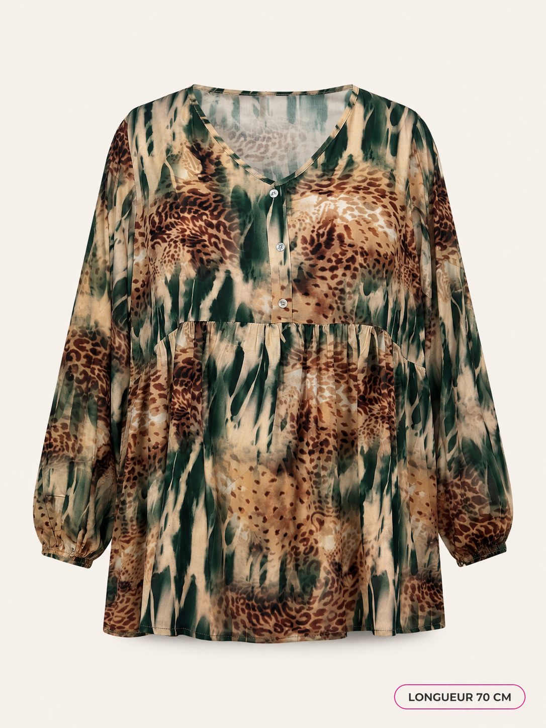 Top empire imprimé en viscose grande taille – longueur 70 cm