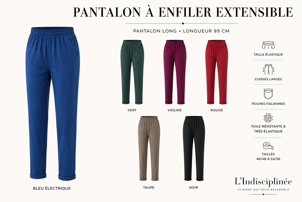 Pantalon à enfiler extensible – poches italiennes MM