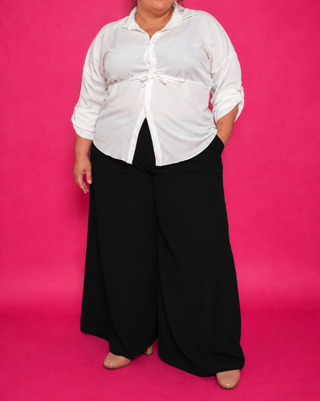 Pantalon palazzo fluide grande taille L’Indisciplinée