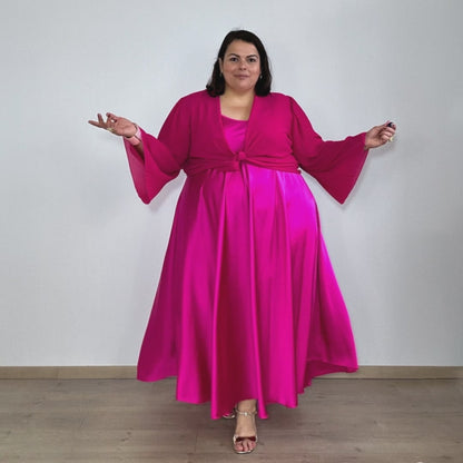 ROBE SATINÉE FUXIA