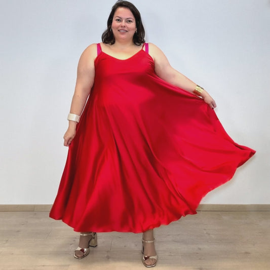 ROBE SATINÉE ROUGE