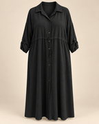 Robe-chemise longue noir, packshot mannequin invisible grande taille