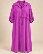 Robe-chemise longue violine, packshot mannequin invisible grande taille