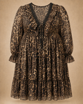 Robe léopard originale grande taille à dentelle et laçage effet corset