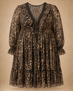 Robe léopard originale grande taille à dentelle et laçage effet corset