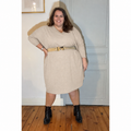 ROBE PULL COL V GRANDE TAILLE - BEIGE L'indisciplinée