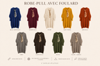 Robe-pull avec foulard en 9 coloris
