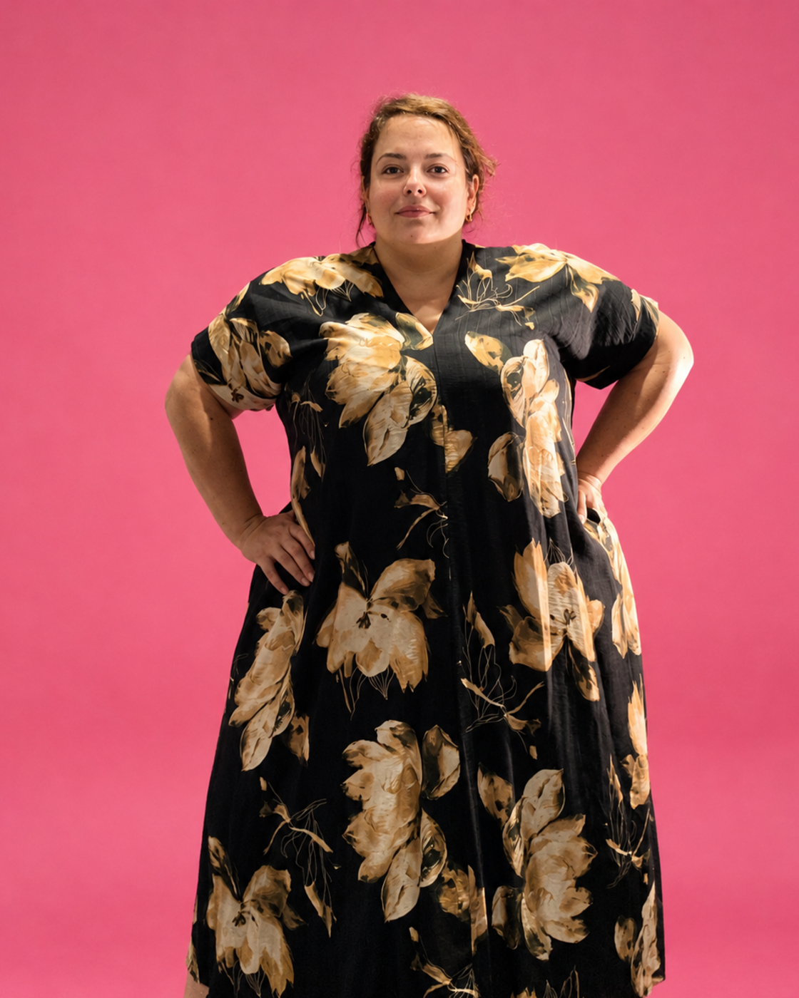 Robe longue trapèze imprimée grande taille L’Indisciplinée