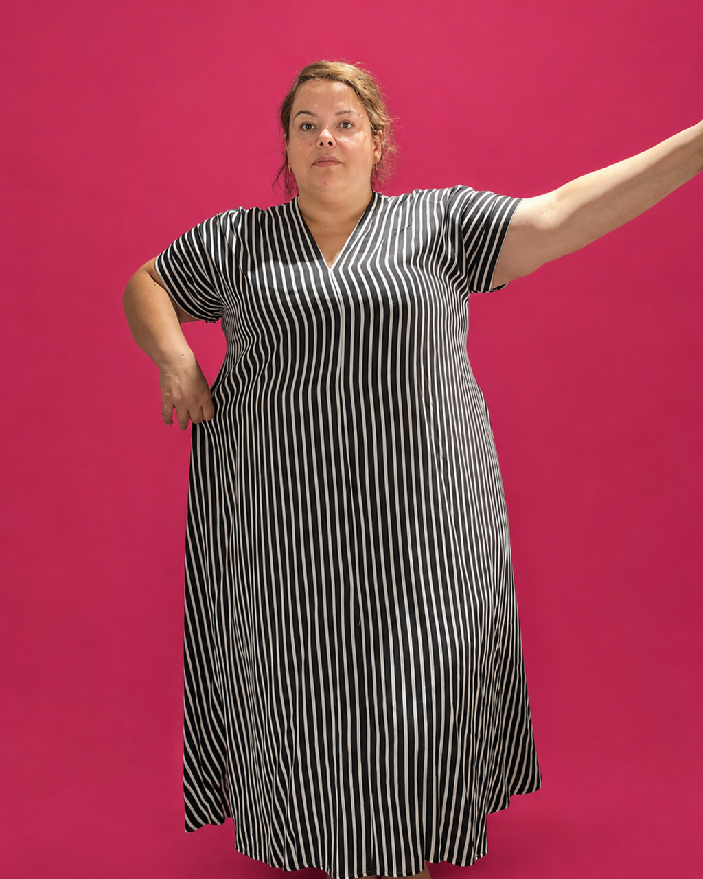 Robe longue trapèze imprimée grande taille L’Indisciplinée