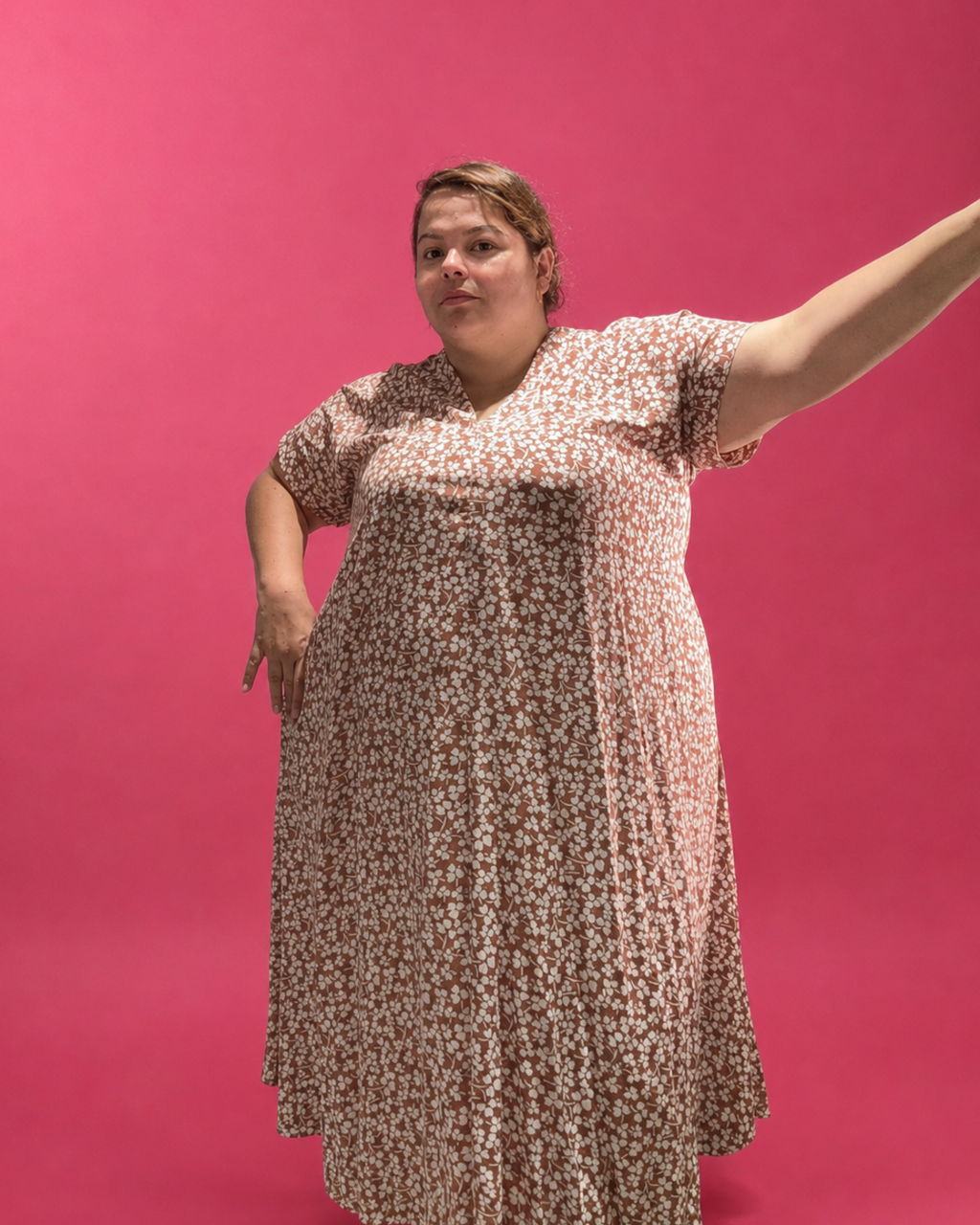 Robe longue trapèze imprimée grande taille L’Indisciplinée