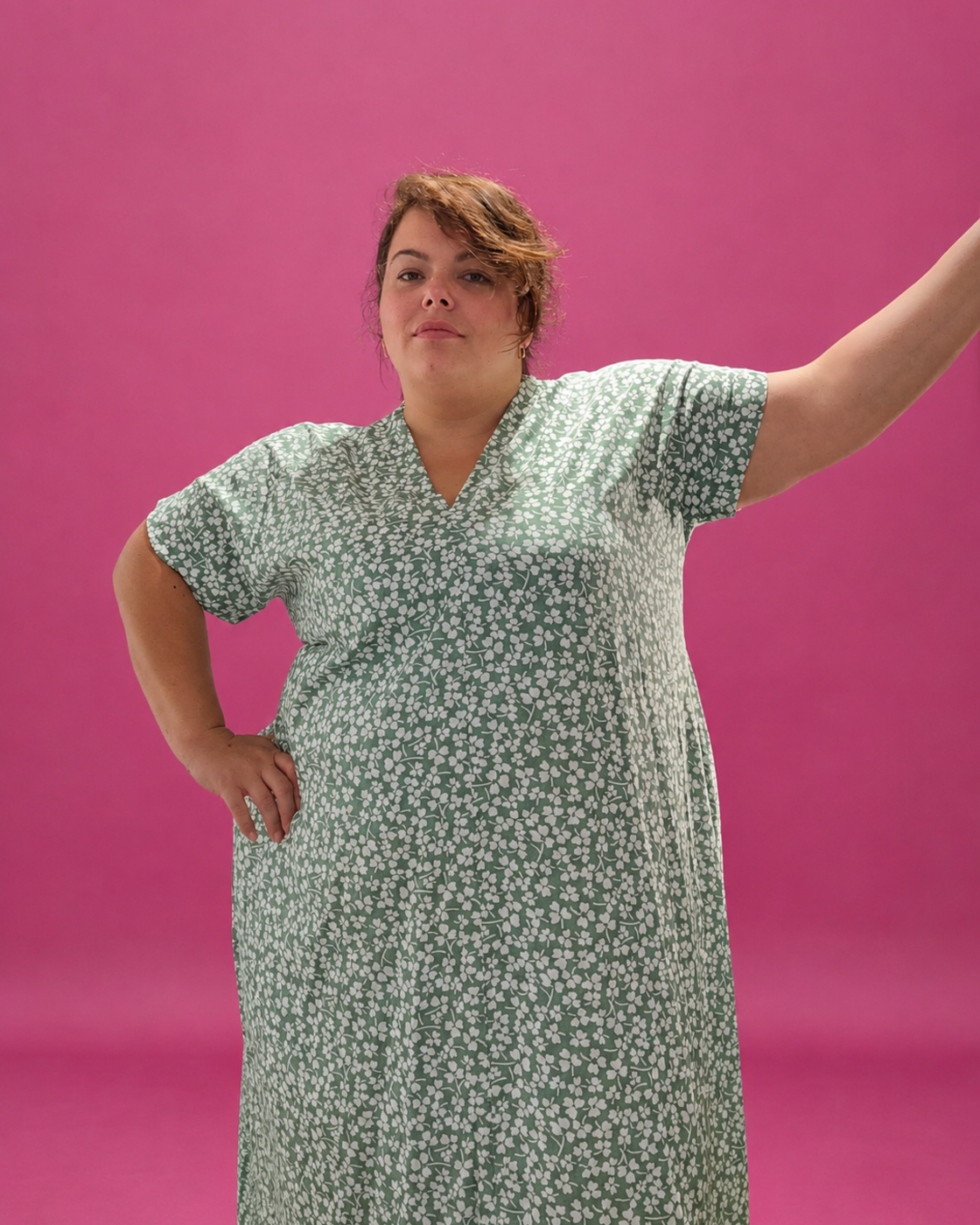 Robe longue trapèze imprimée grande taille L’Indisciplinée