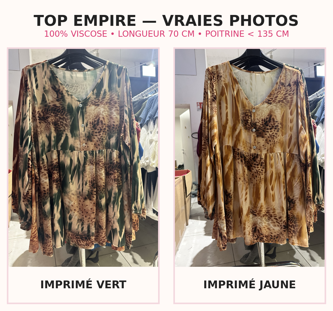 Top empire 100% viscose – vraies photos produit