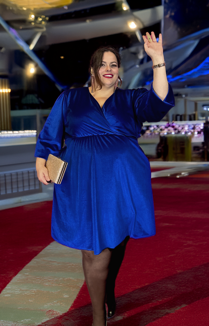 ROBE EN VELOURS BLEU ROI L'indisciplinée