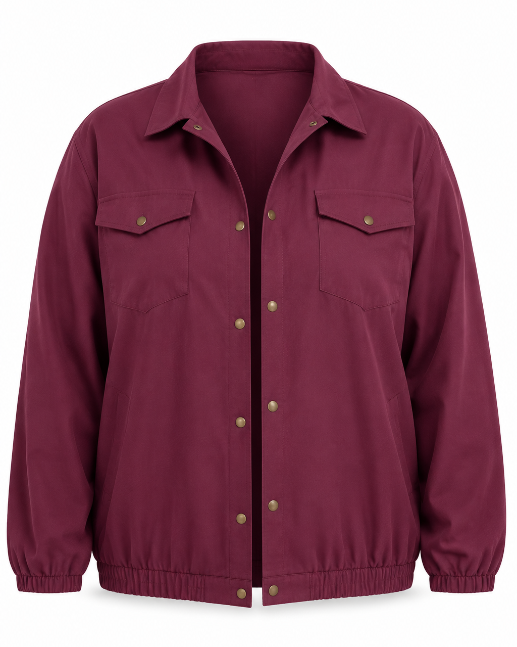 Veste bomber bordeaux grande taille vue de face sur mannequin invisible