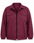 Veste bomber bordeaux grande taille vue de face sur mannequin invisible