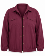 Veste bomber bordeaux grande taille vue de face sur mannequin invisible